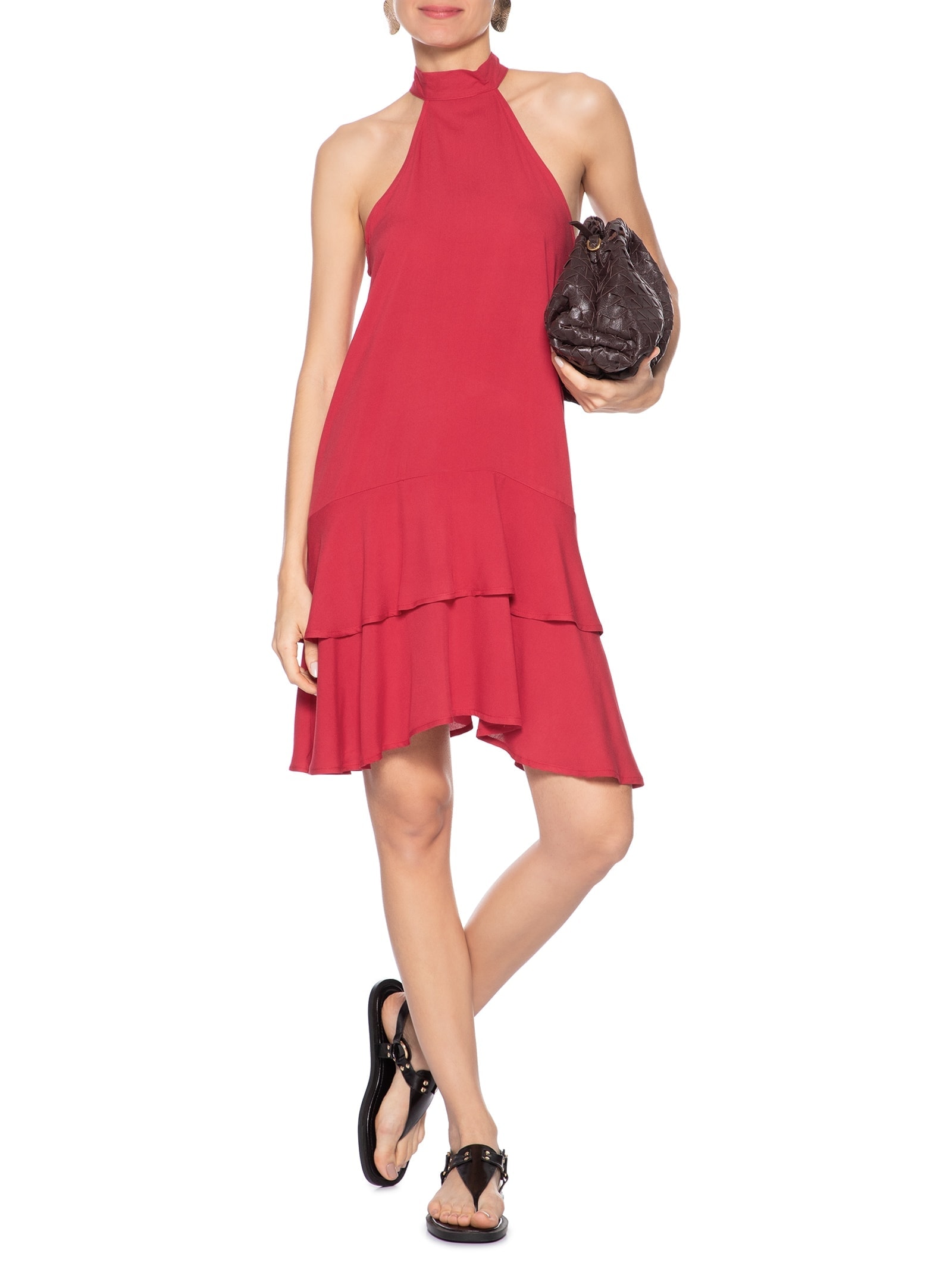 Vestido Curto Cava Americana Vermelho Basiq