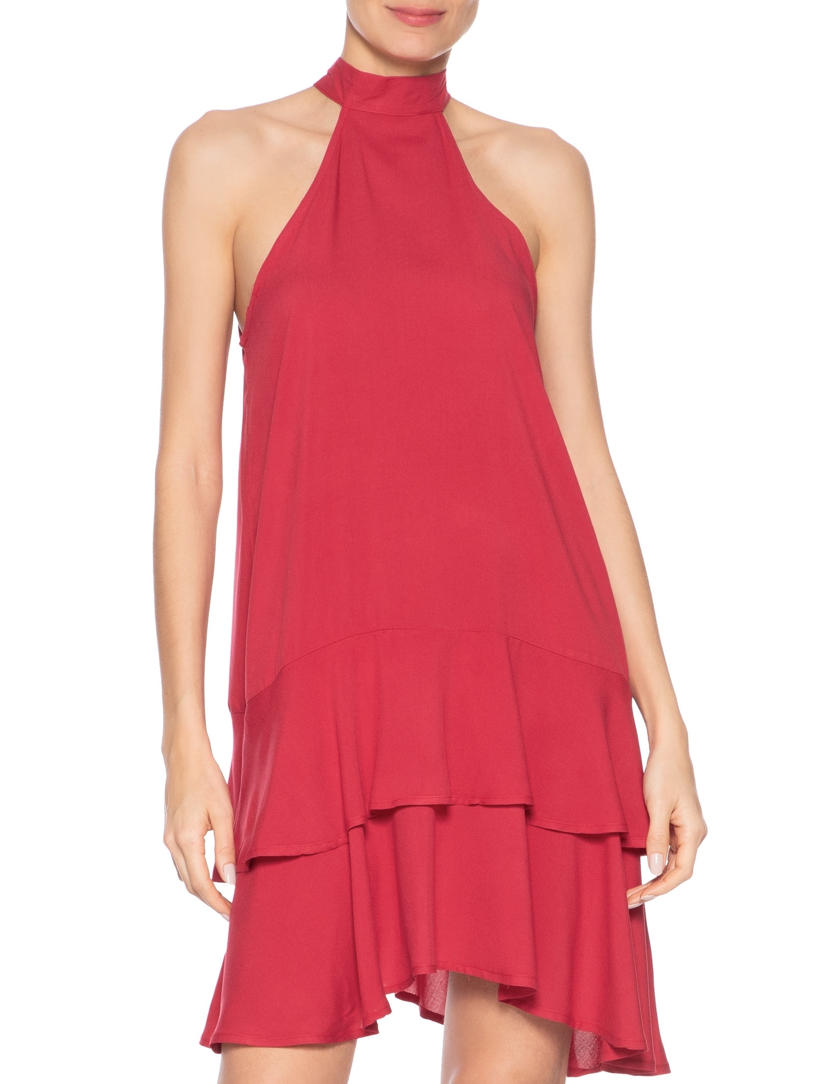 Vestido Curto Cava Americana Vermelho Basiq