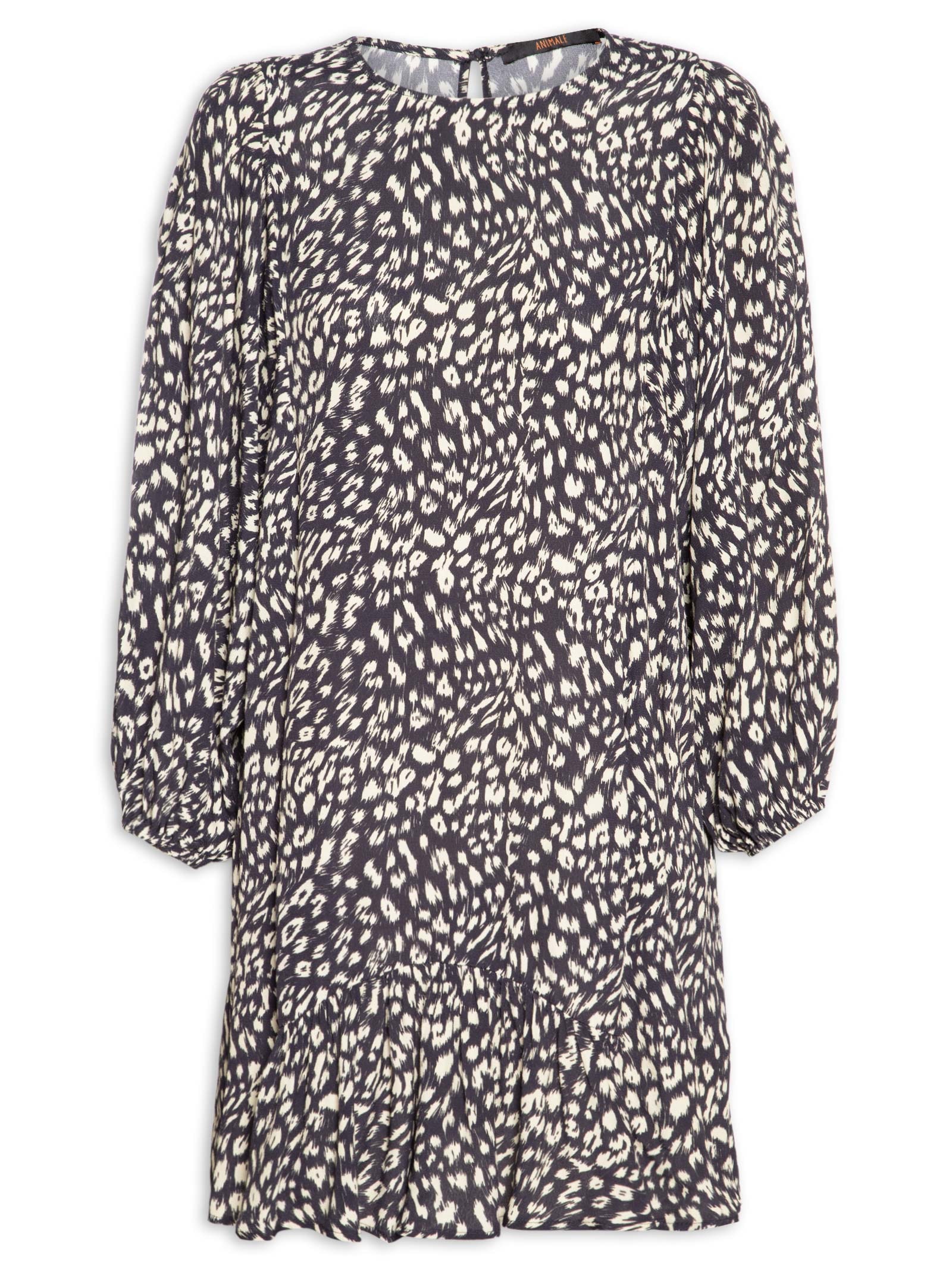 Vestido Curto Cava Quadrada Onça Abby Preto Animale