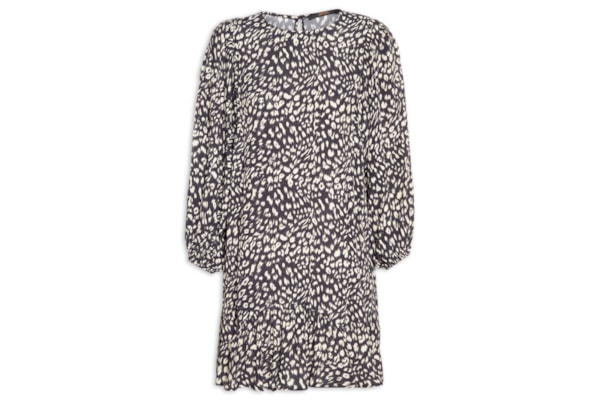 Vestido Curto Cava Quadrada Onça Abby - Preto