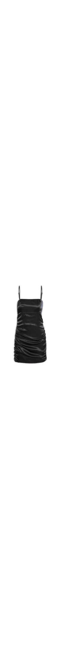 Vestido Curto Cetim Drapeado - Preto