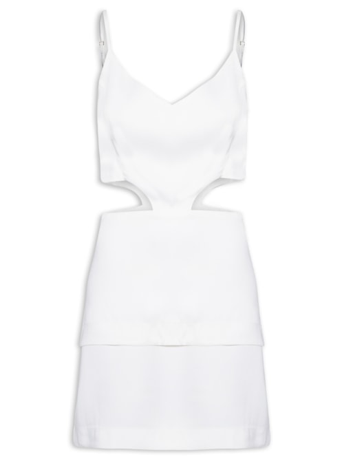 Vestido Curto Com Aberturas Laterais – Off White