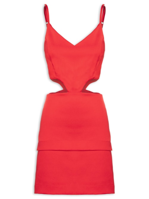 Vestido Curto Com Aberturas Laterais – Vermelho