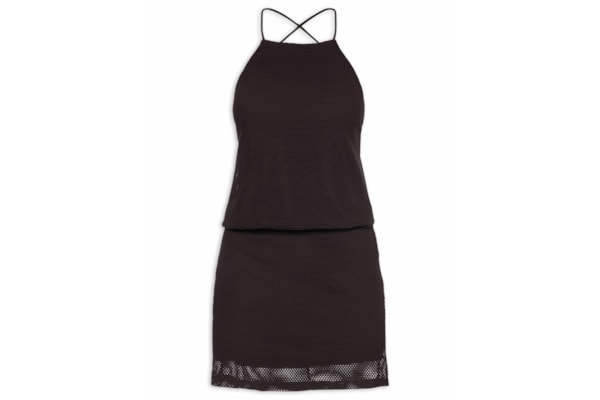 Vestido Curto Com Amarração Costas - Marrom