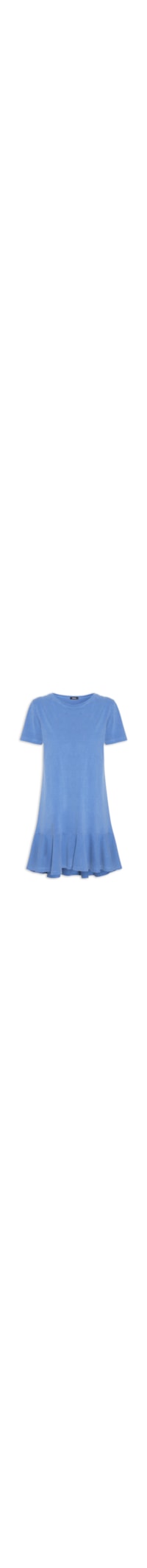 Vestido Curto Com Babado Barra - Azul