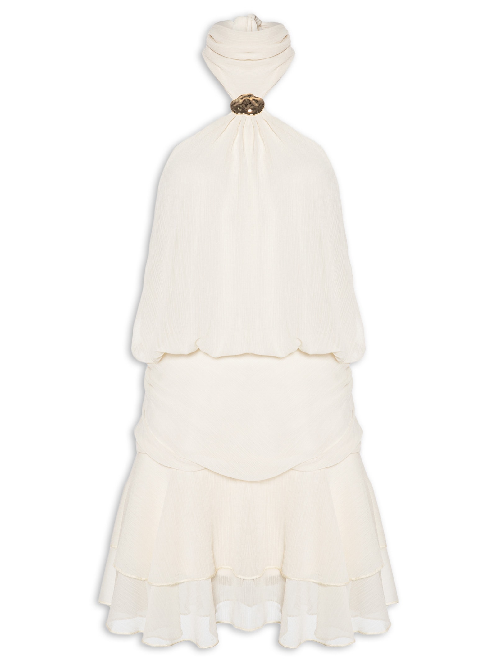 Vestido Curto Com Babado E Decote Halter Off White '2Essential