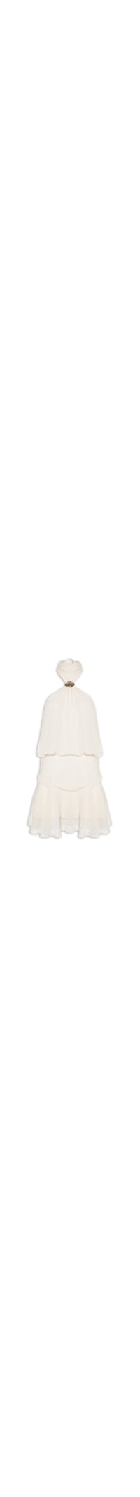 Vestido Curto Com Babado E Decote Halter - Off White