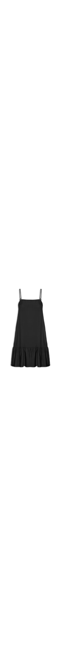 Vestido Curto Com Babado - Preto