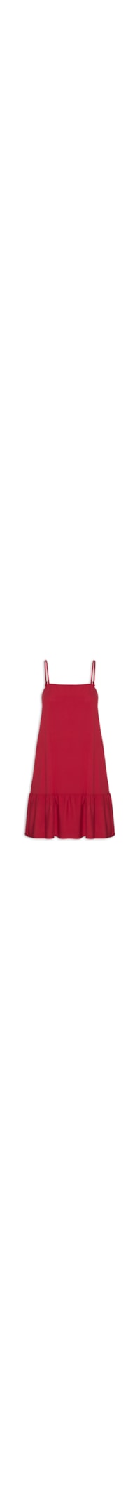 Vestido Curto Com Babado - Vermelho