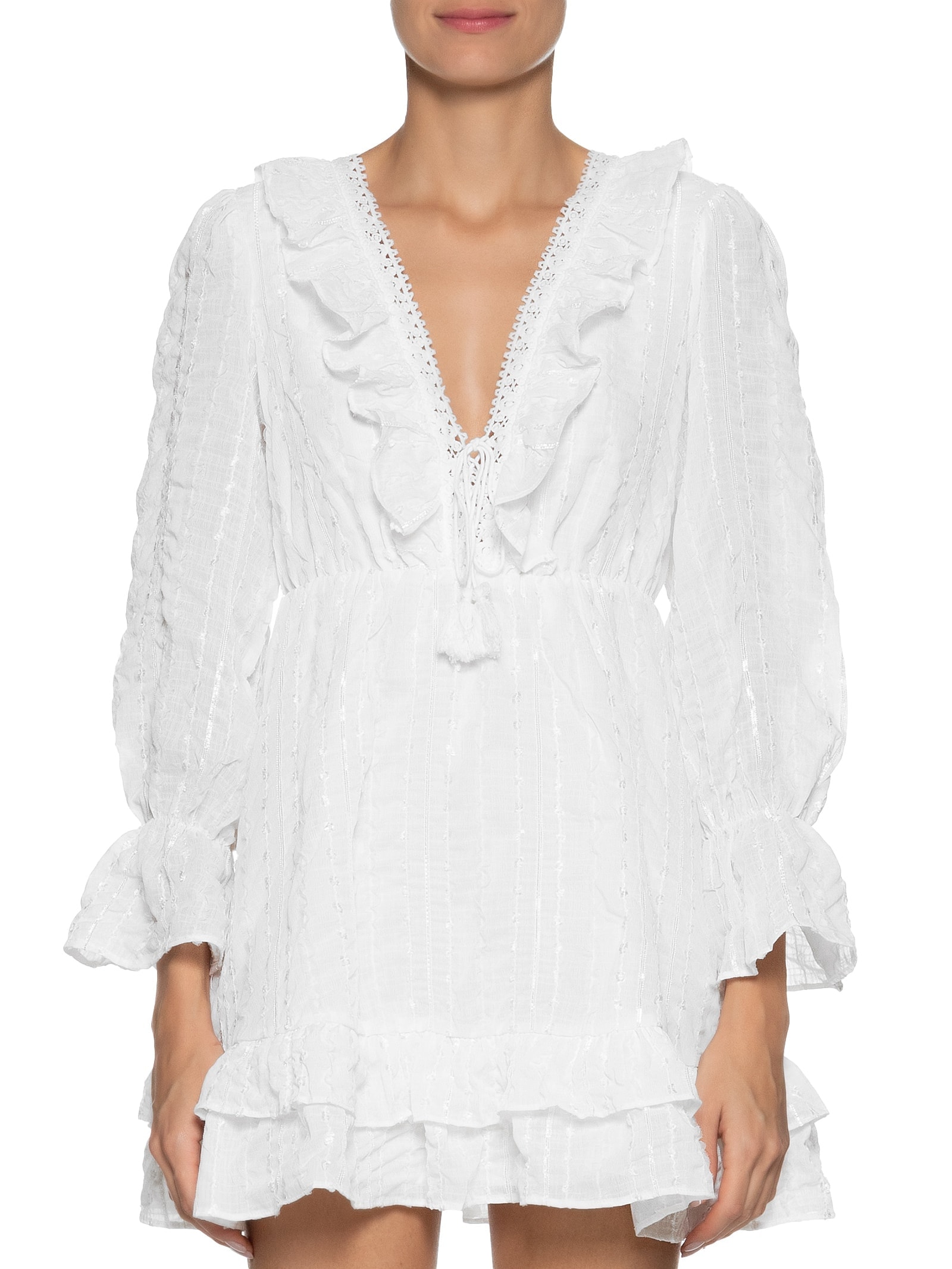 Vestido Curto Com Babados Branco Market 33