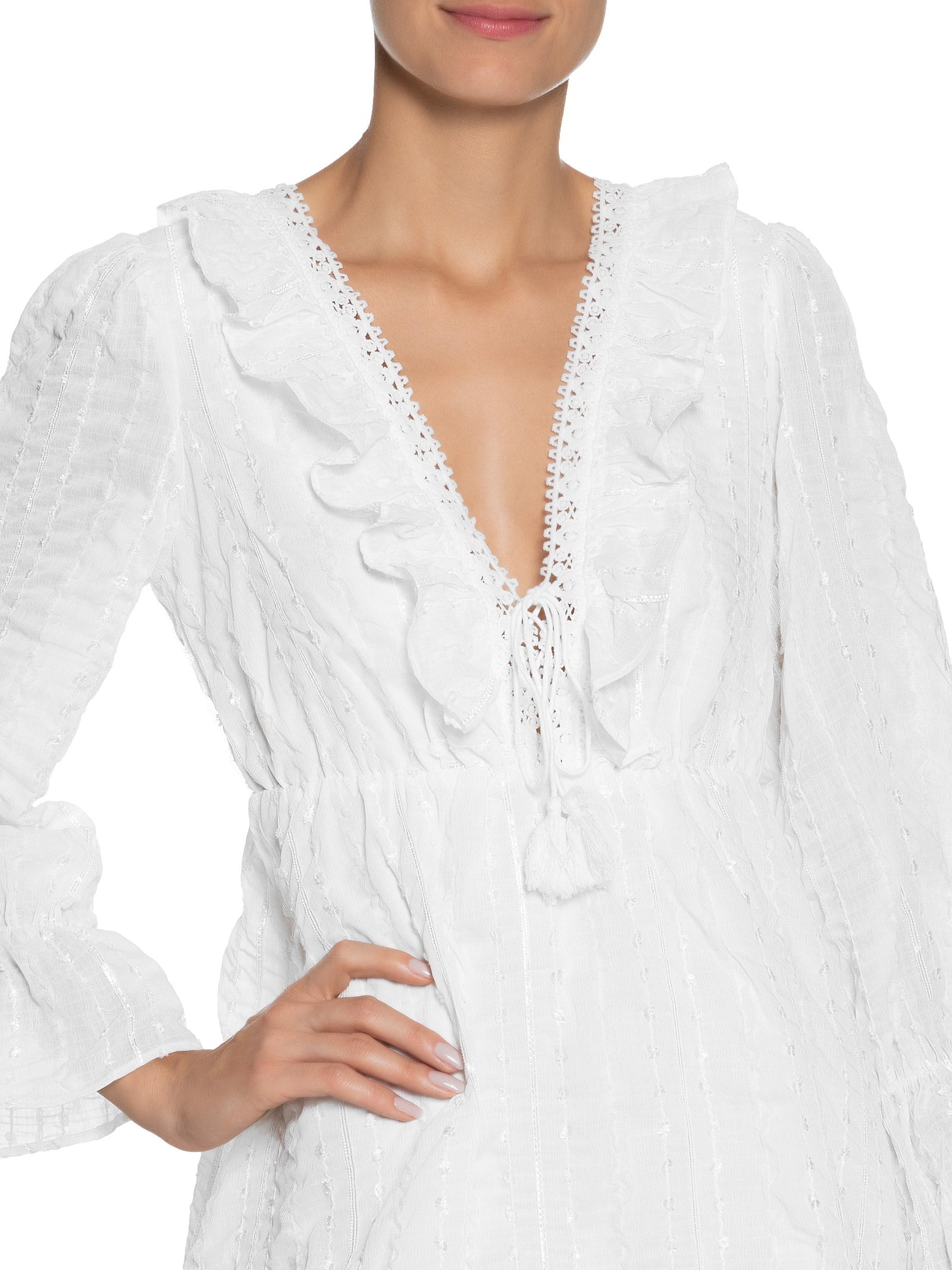 Vestido Curto Com Babados Branco Market 33