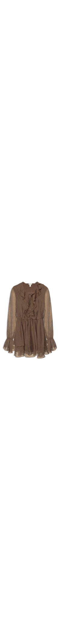Vestido Curto com Babados - Marrom