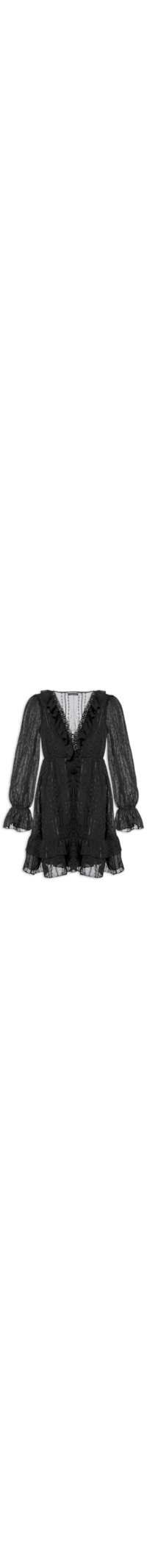 Vestido Curto Com Babados - Preto