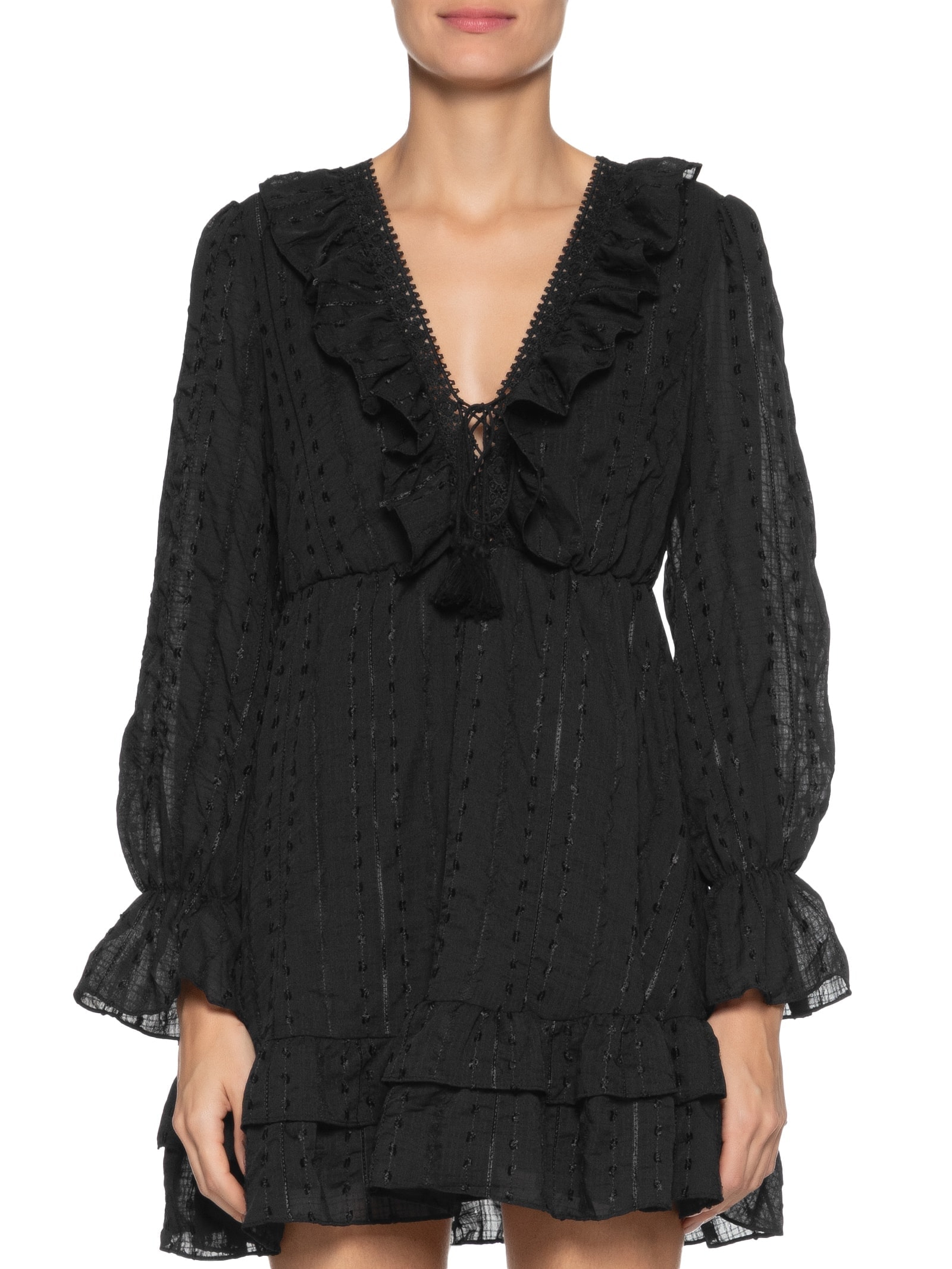 Vestido Curto Com Babados Preto Market 33