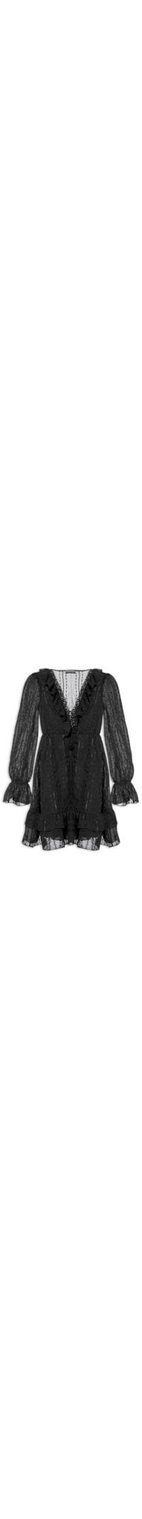 Vestido Curto Com Babados - Preto