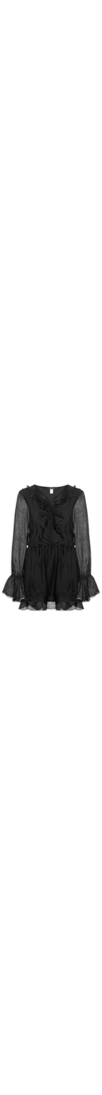Vestido Curto com Babados - Preto