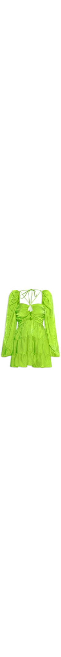 Vestido Curto Com Babados - Verde