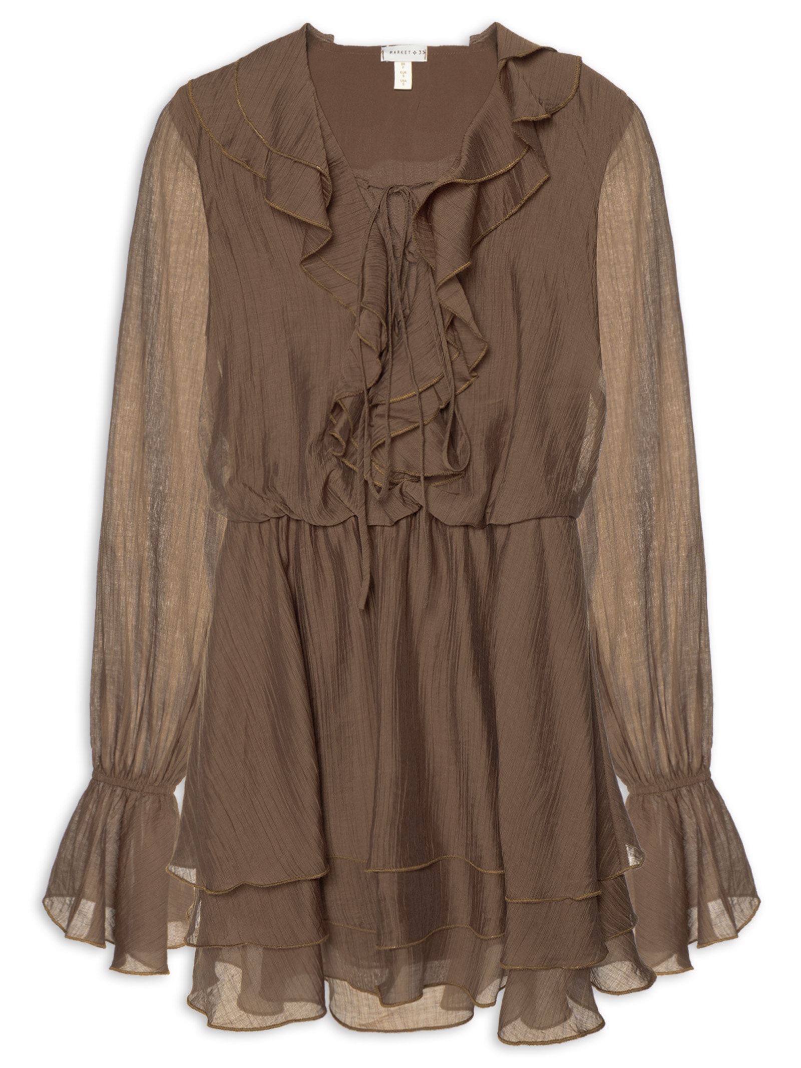 Vestido Curto com Babados – Marrom Market 33