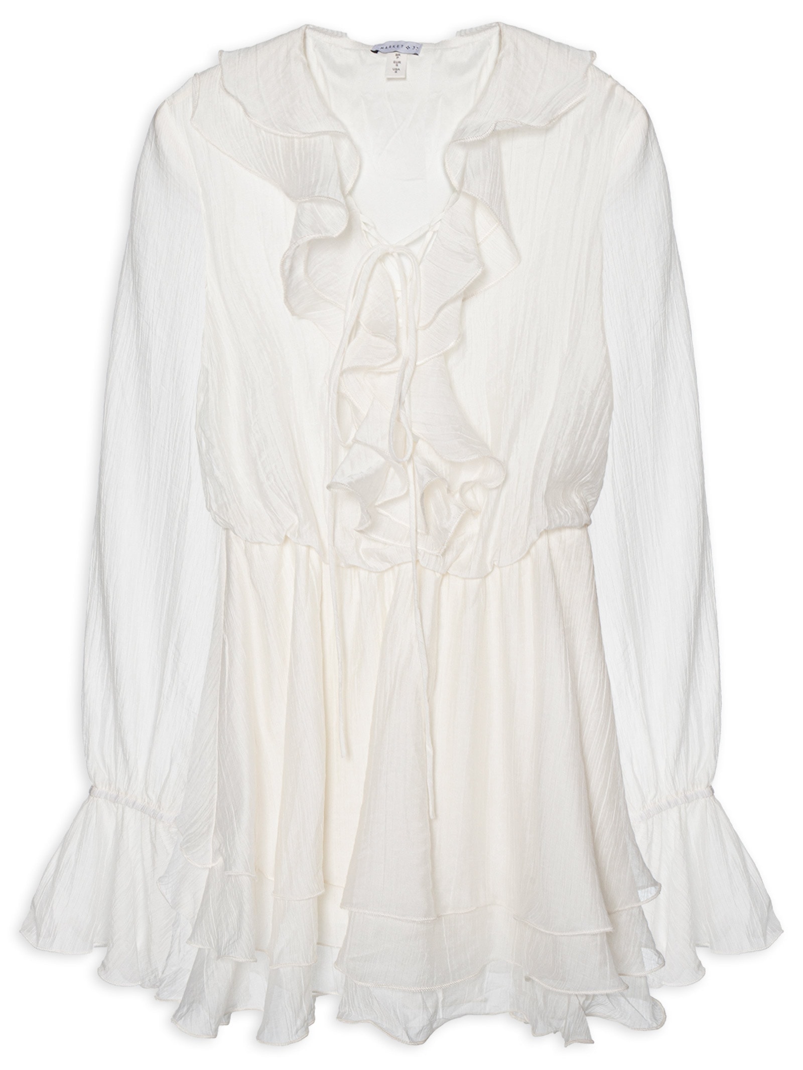 Vestido Curto com Babados – Off White Market 33