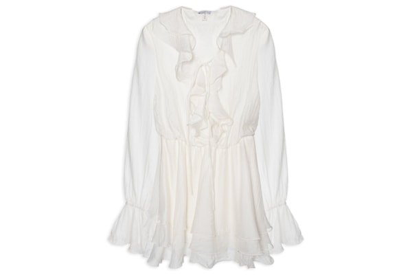 Vestido Curto com Babados – Off White