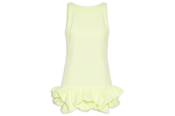 Vestido Curto Com Barra Balonê - Amarelo