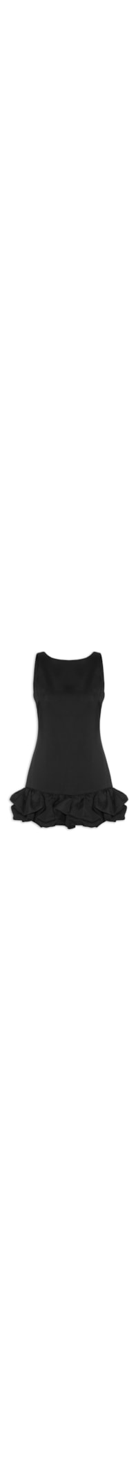 Vestido Curto Com Barra Balonê - Preto