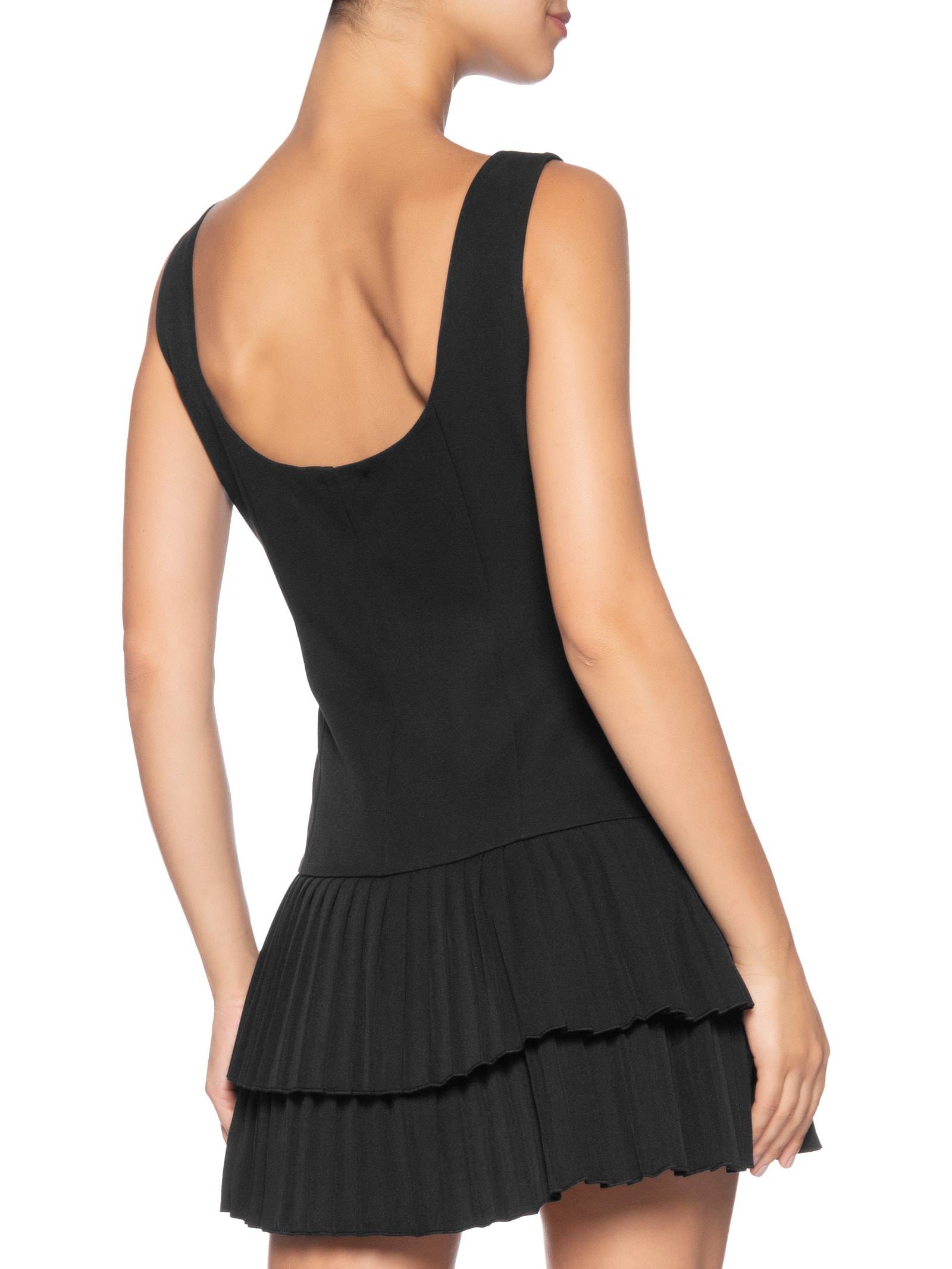 Vestido Curto Com Barra Plissada Preto Market 33