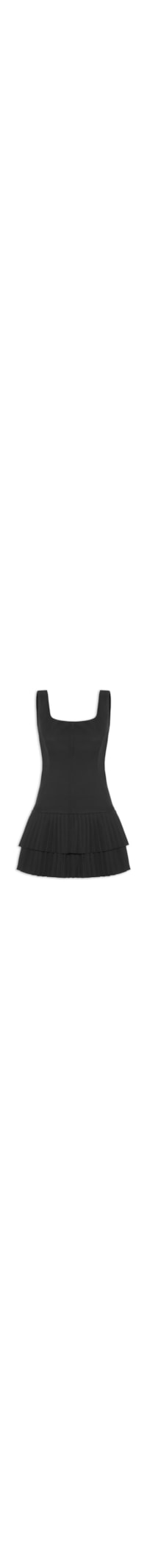 Vestido Curto Com Barra Plissada - Preto