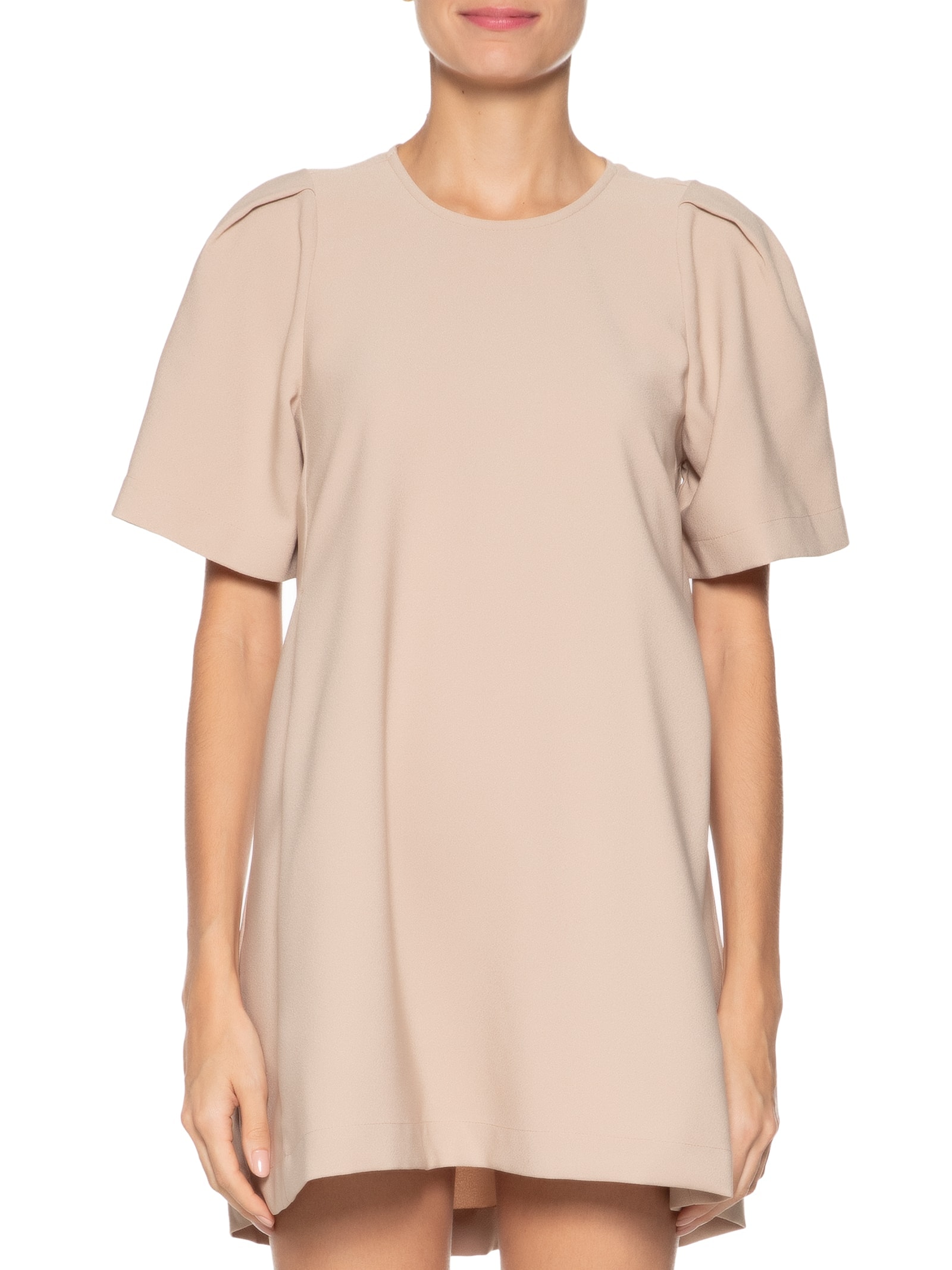 Vestido Curto Com Bolsos Laterais Bege Basiq