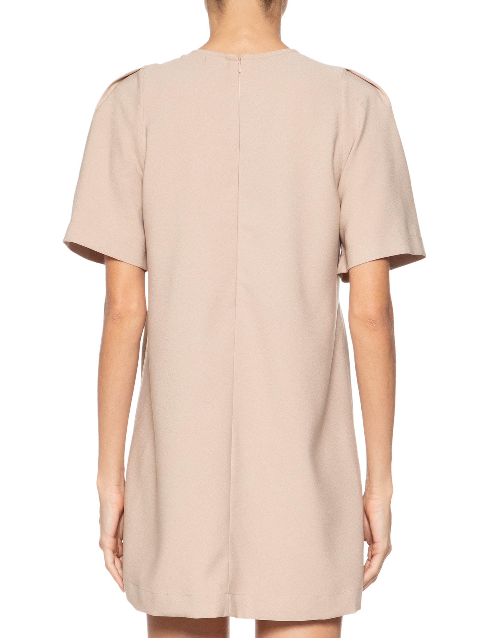 Vestido Curto Com Bolsos Laterais Bege Basiq