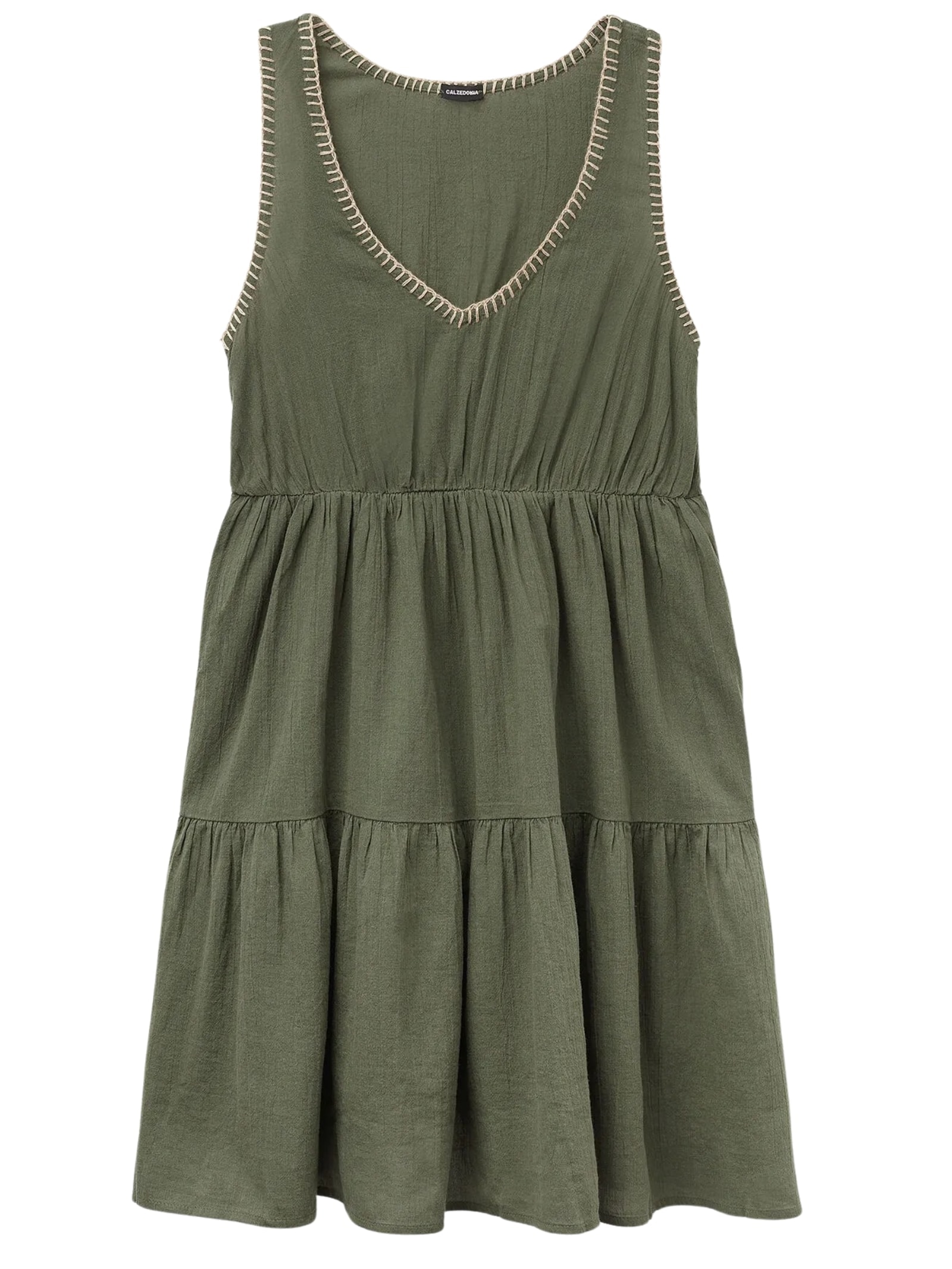 Vestido Curto Com Bordados Verde Calzedonia