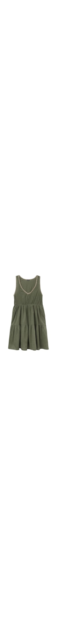 Vestido Curto Com Bordados - Verde