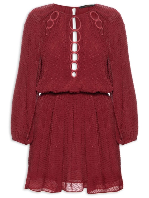 Vestido Curto Com Circulos Bordado – Vinho