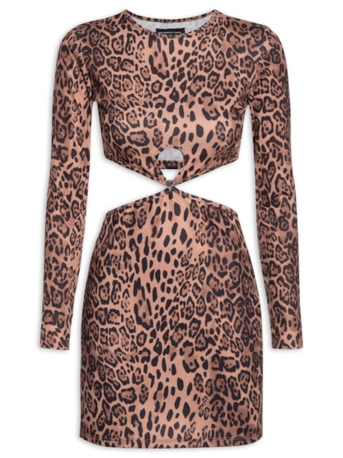Vestido Curto Com Cut Off Estampado – Animal Print