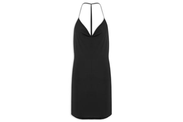 Vestido Curto Com Degagê - Preto