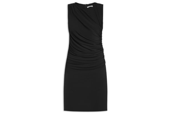 Vestido Curto Com Drapeado Lateral - Preto