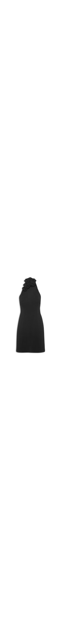 Vestido Curto Com Flores - Preto