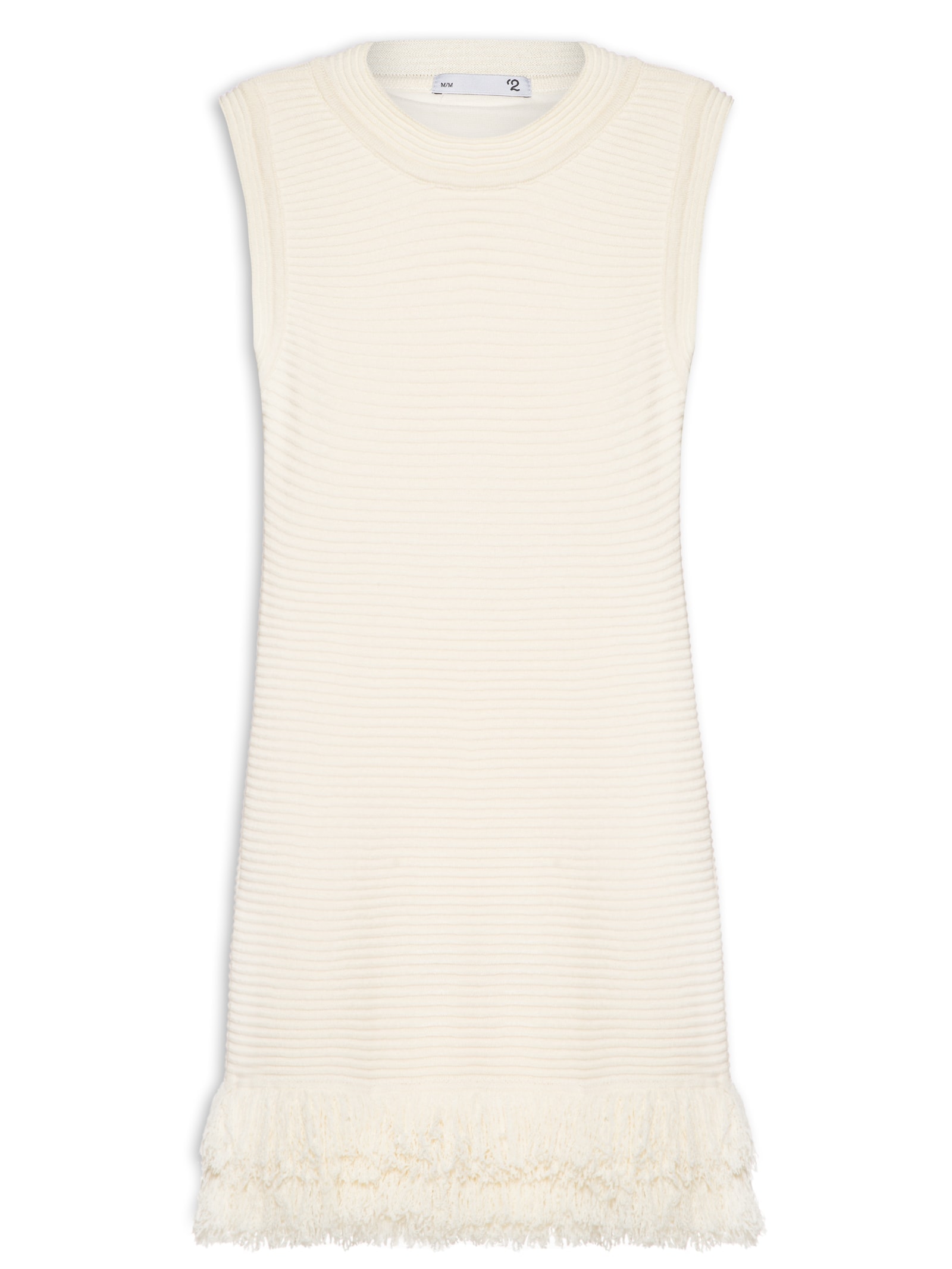 Vestido Curto Com Franjas Em Tricot Off White '2Essential