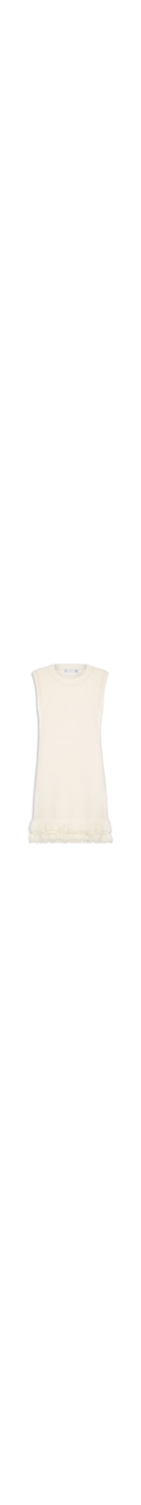 Vestido Curto Com Franjas Em Tricot - Off White