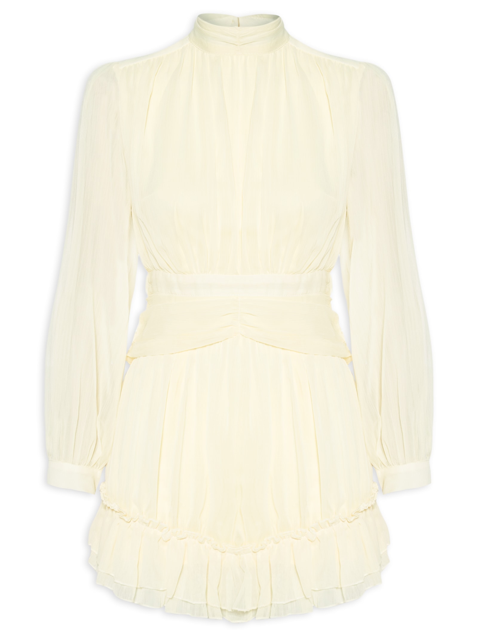 Vestido Curto Com Manga Longa Amarelo Market 33