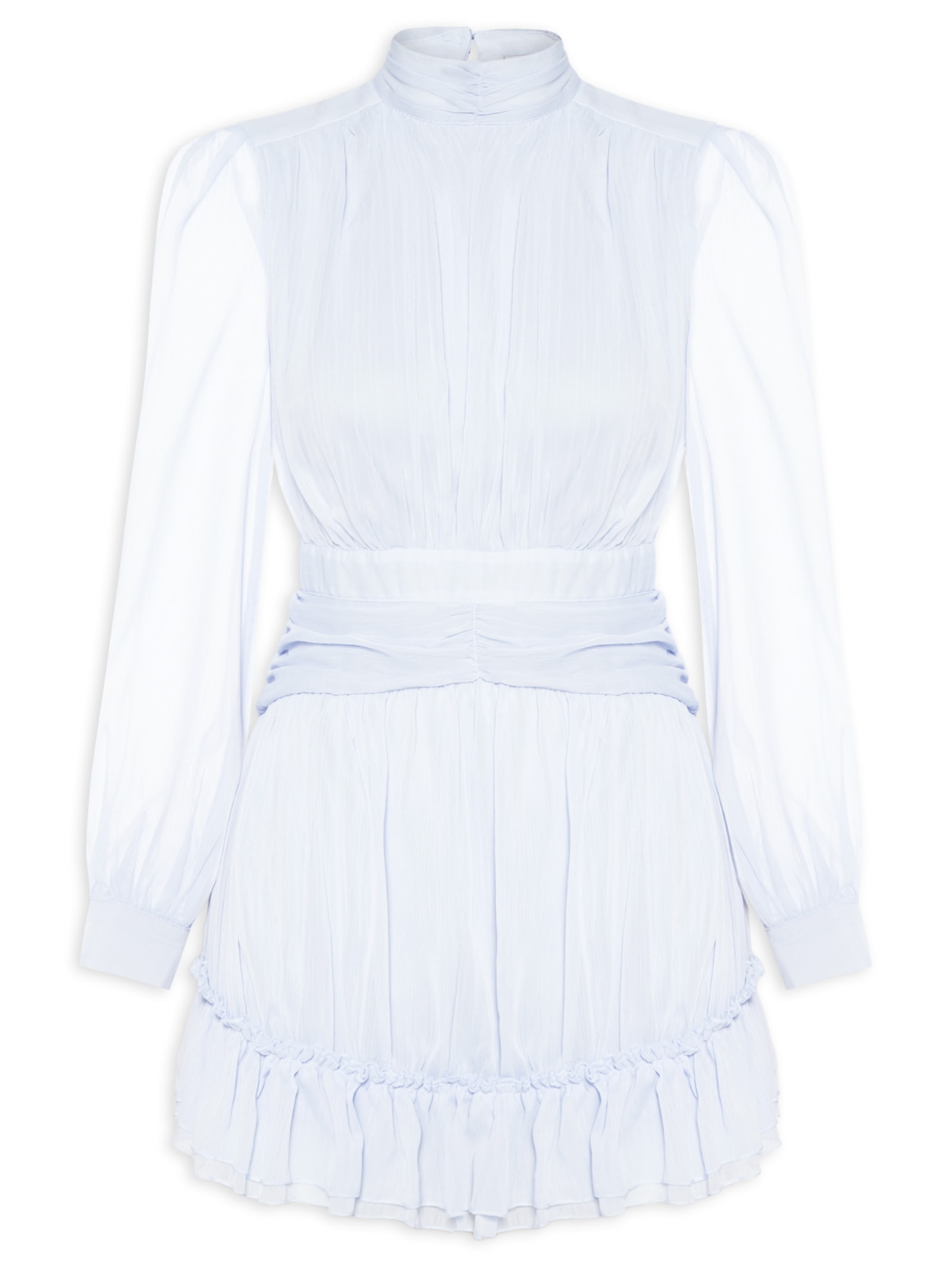 Vestido Curto Com Manga Longa Azul Market 33