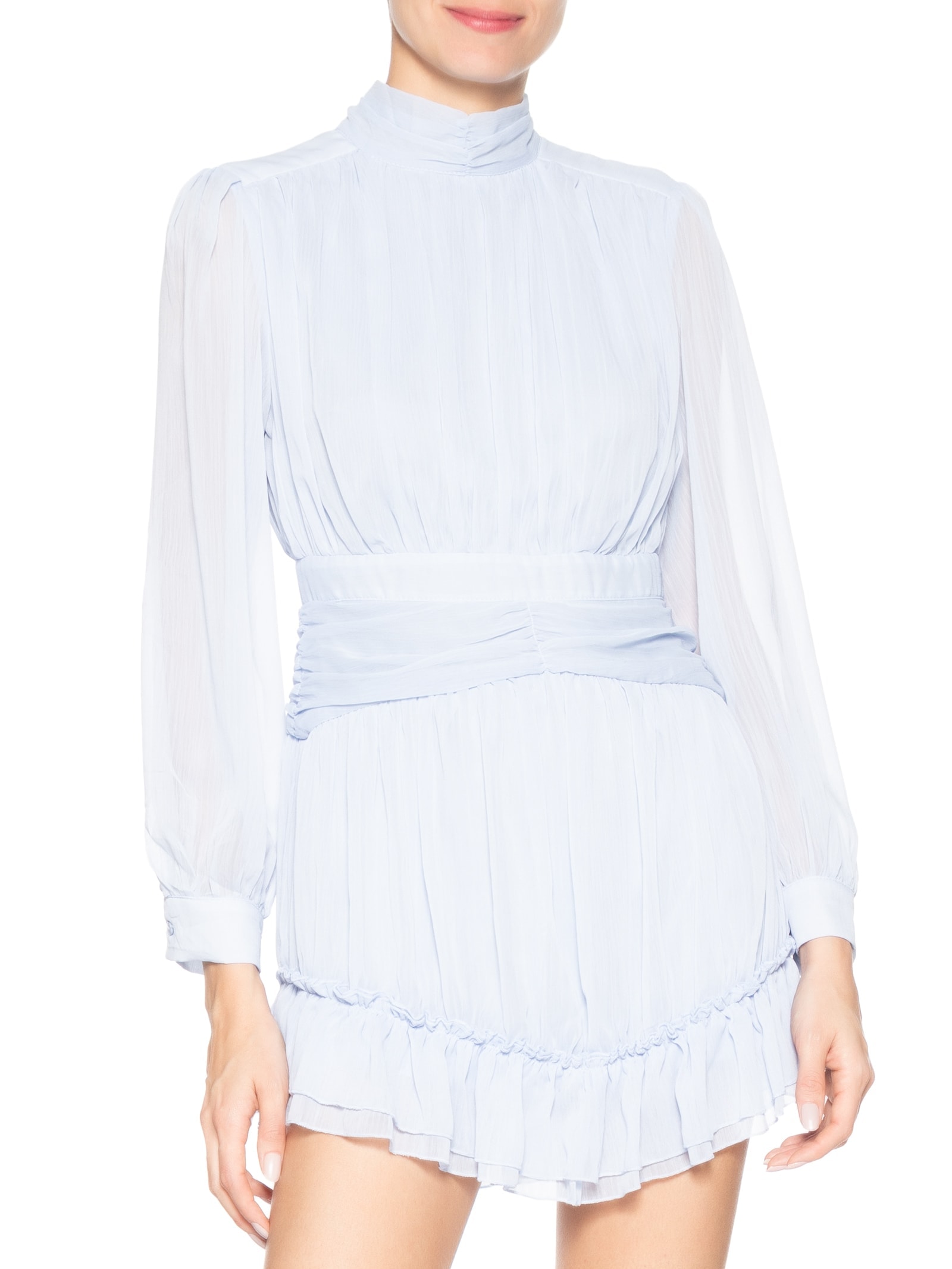 Vestido Curto Com Manga Longa Azul Market 33