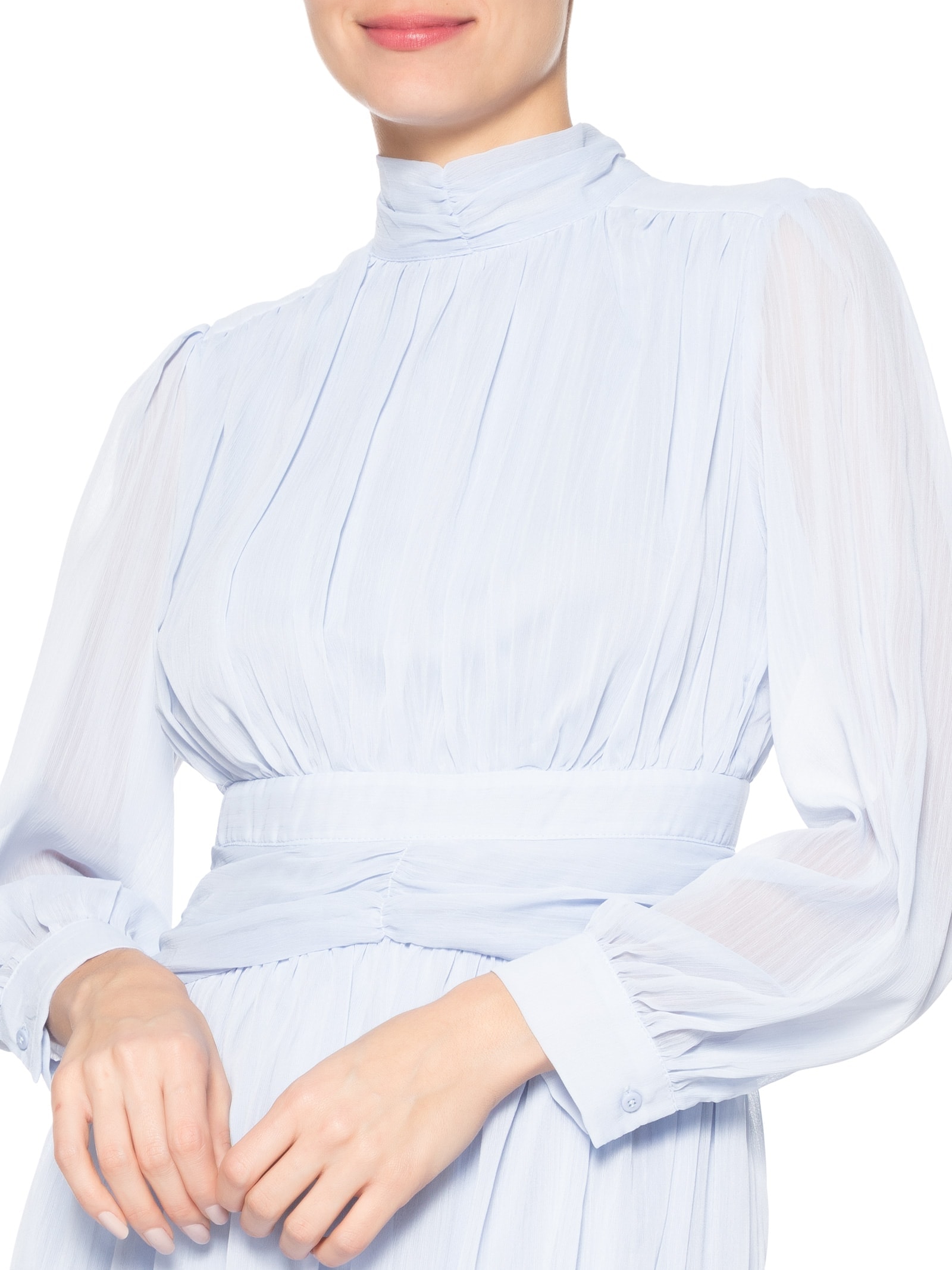 Vestido Curto Com Manga Longa Azul Market 33