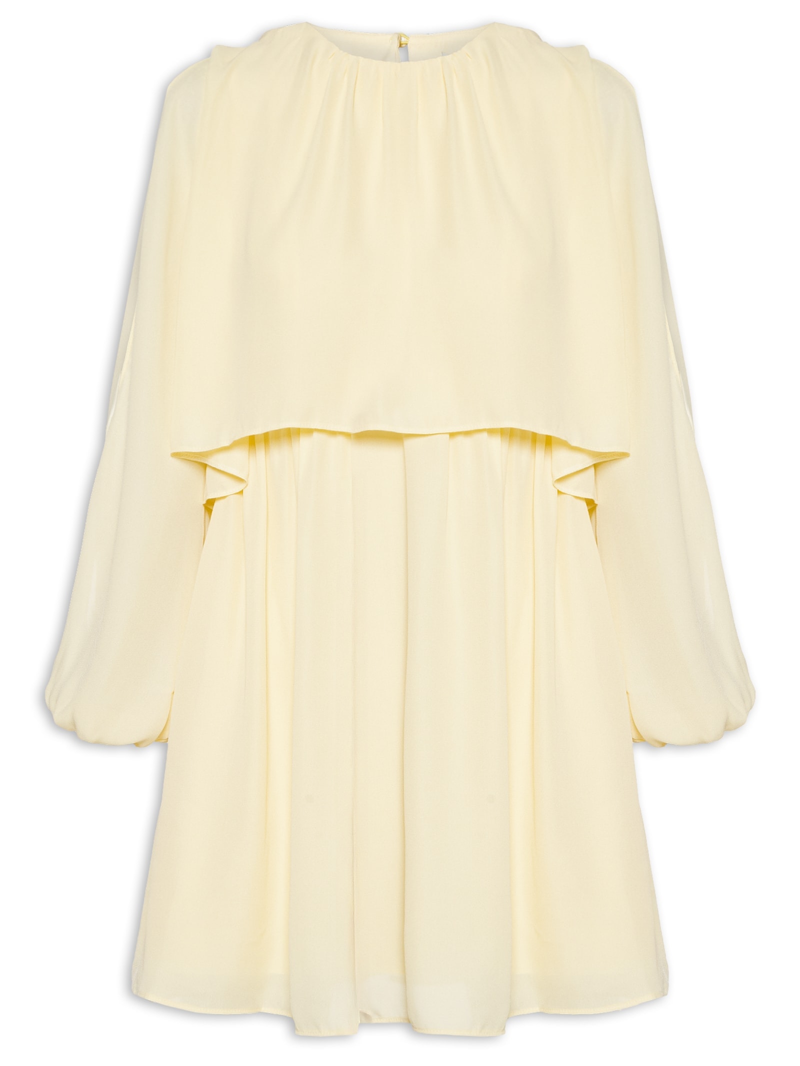 Vestido Curto Com Mangas Amarelo Lança Perfume