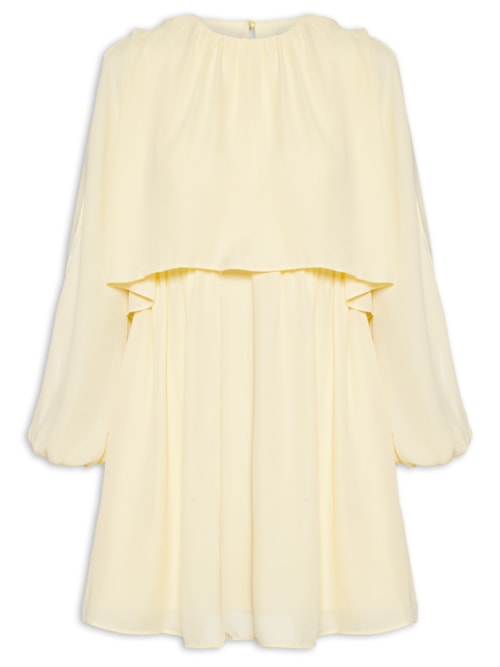 Vestido Curto Com Mangas – Amarelo