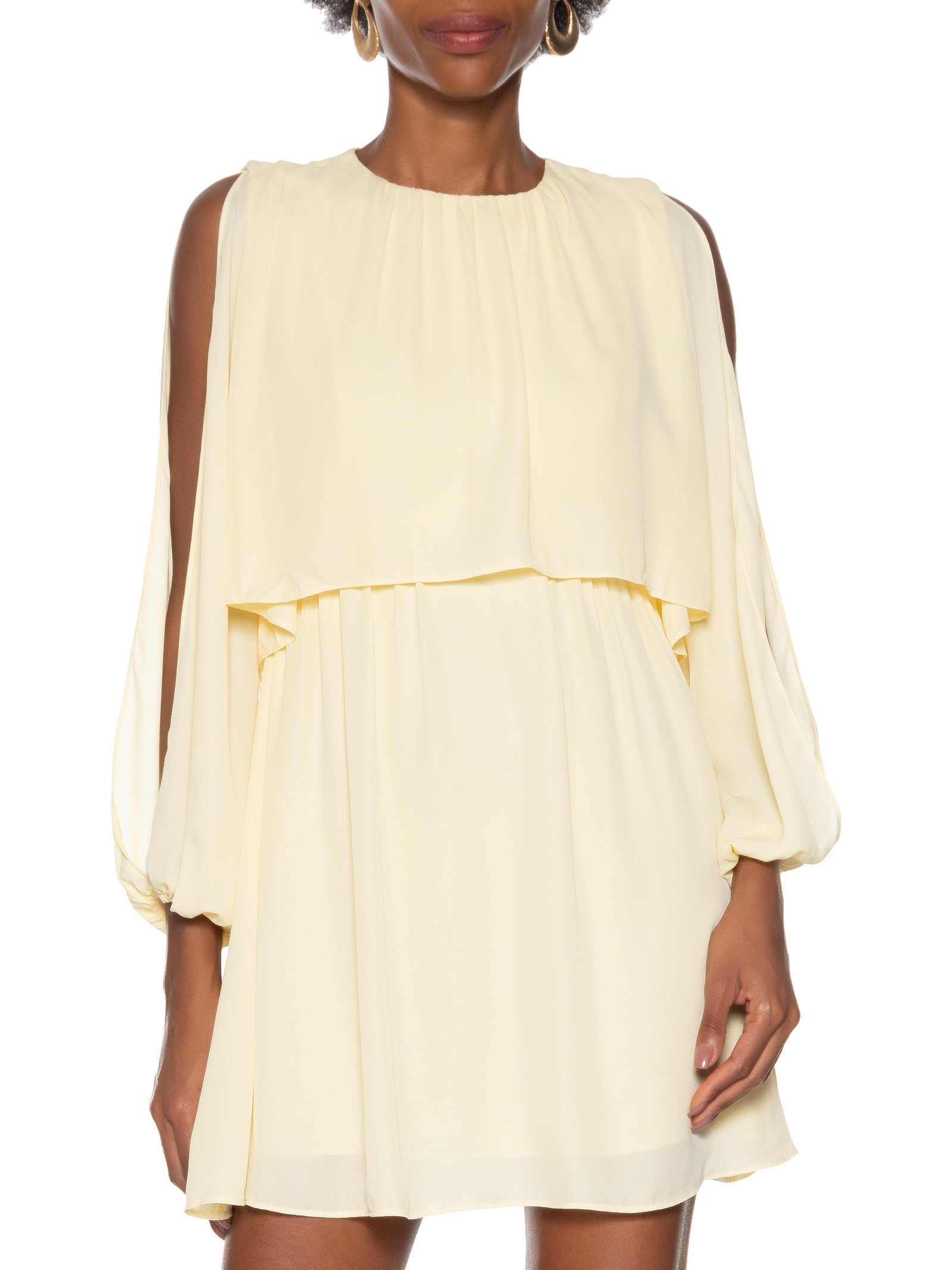 Vestido Curto Com Mangas Amarelo Lança Perfume