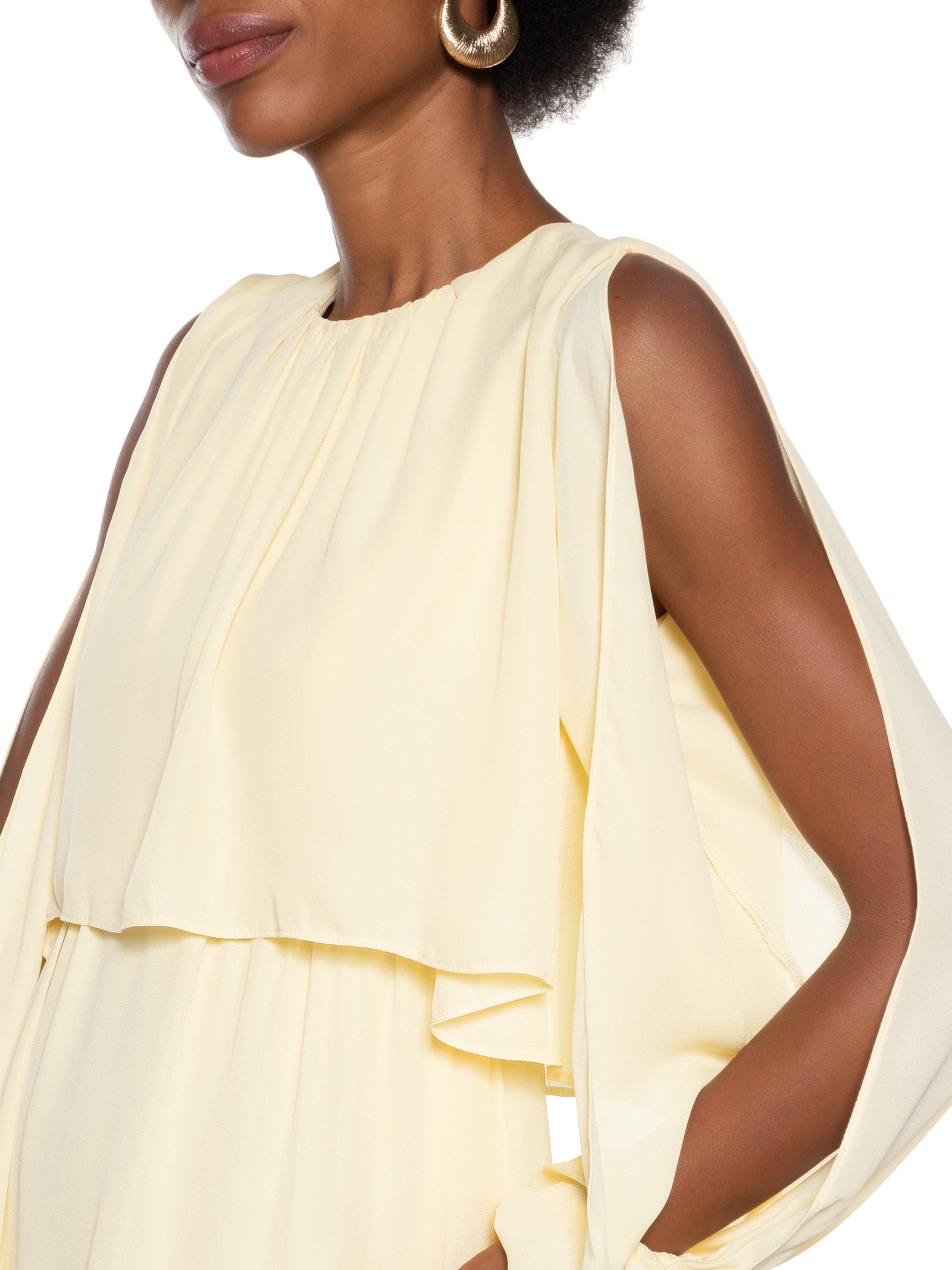 Vestido Curto Com Mangas Amarelo Lança Perfume