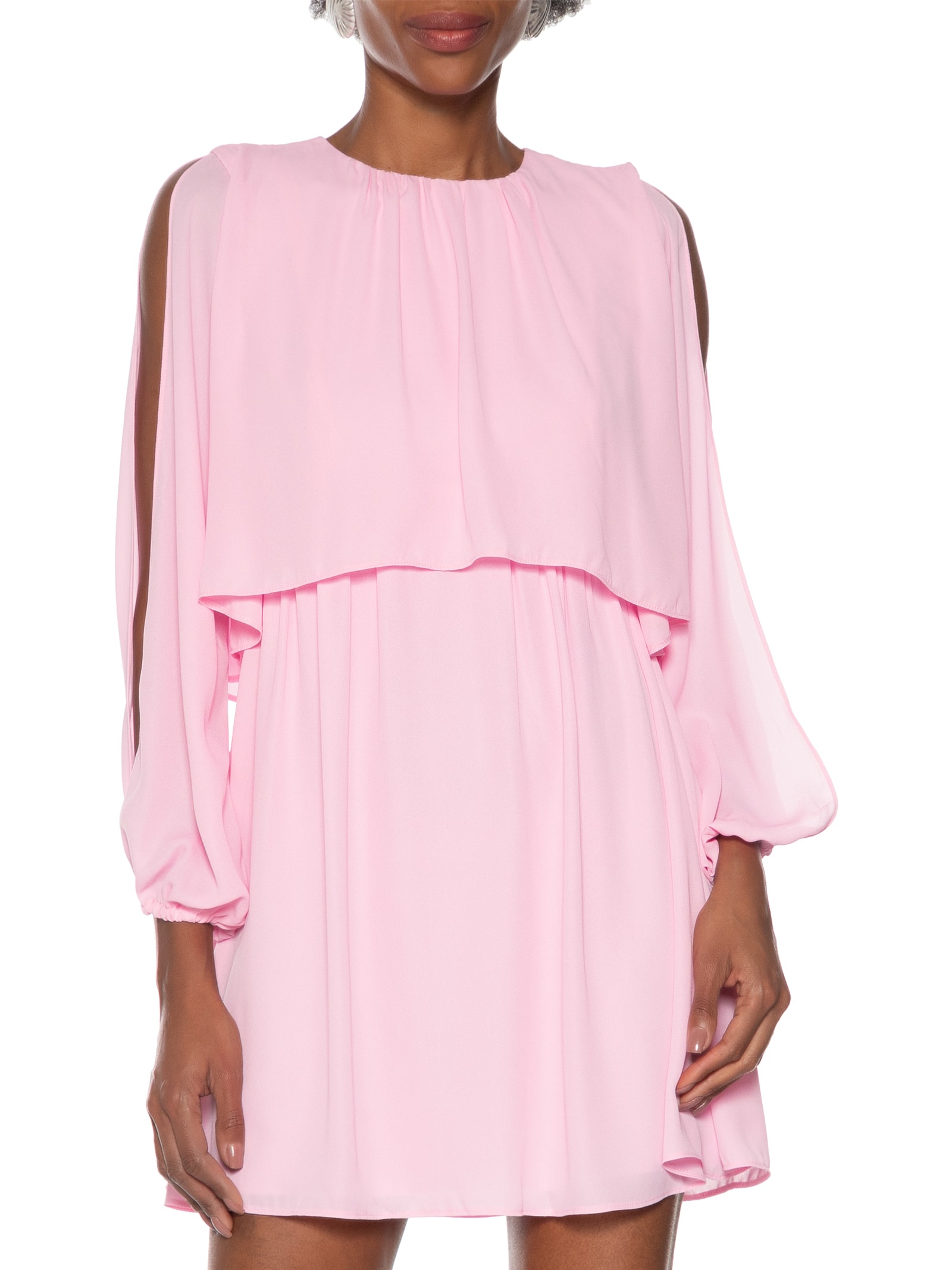 Vestido Curto Com Mangas Rosa Lança Perfume