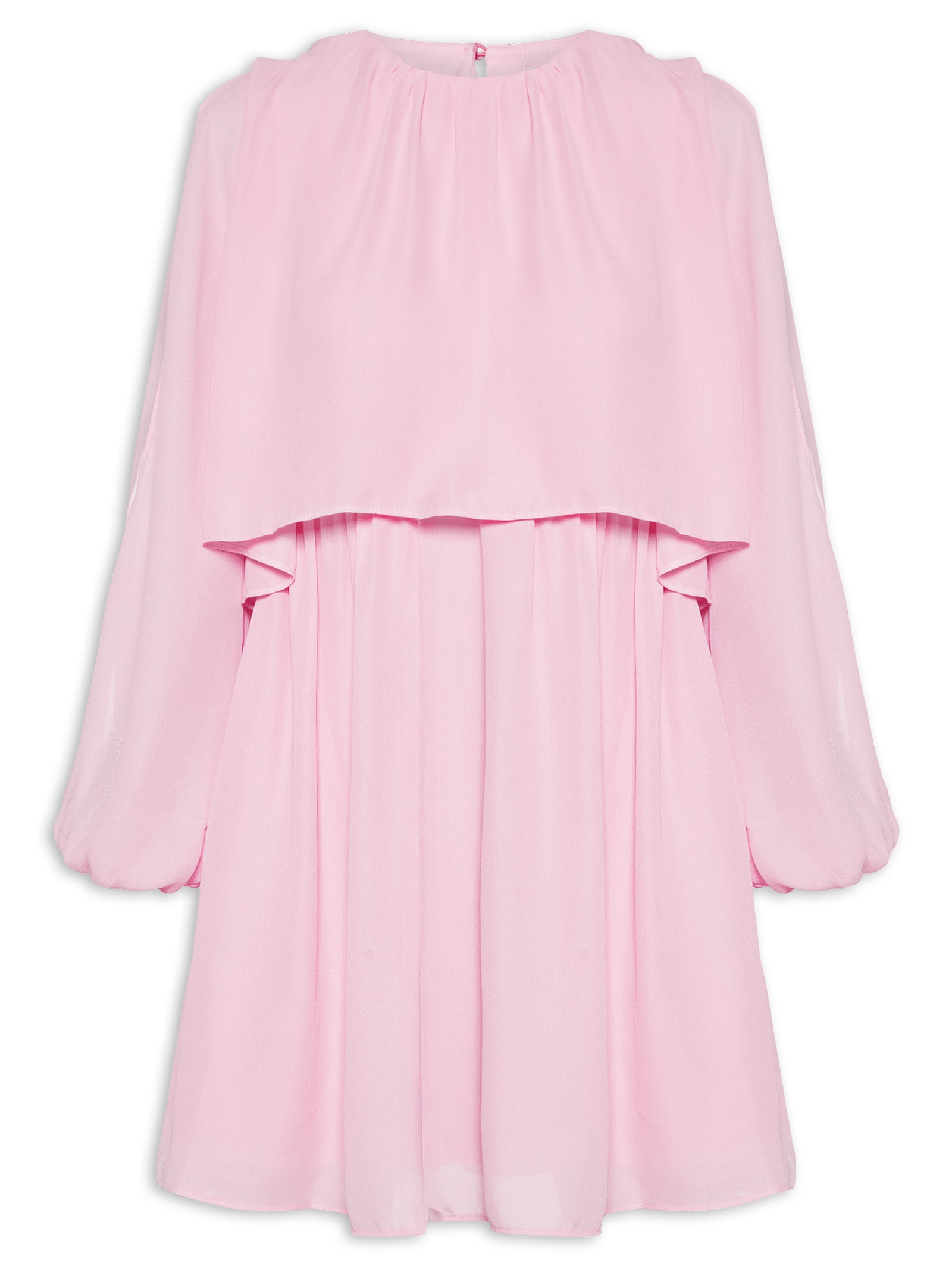 Vestido Curto Com Mangas Rosa Lança Perfume