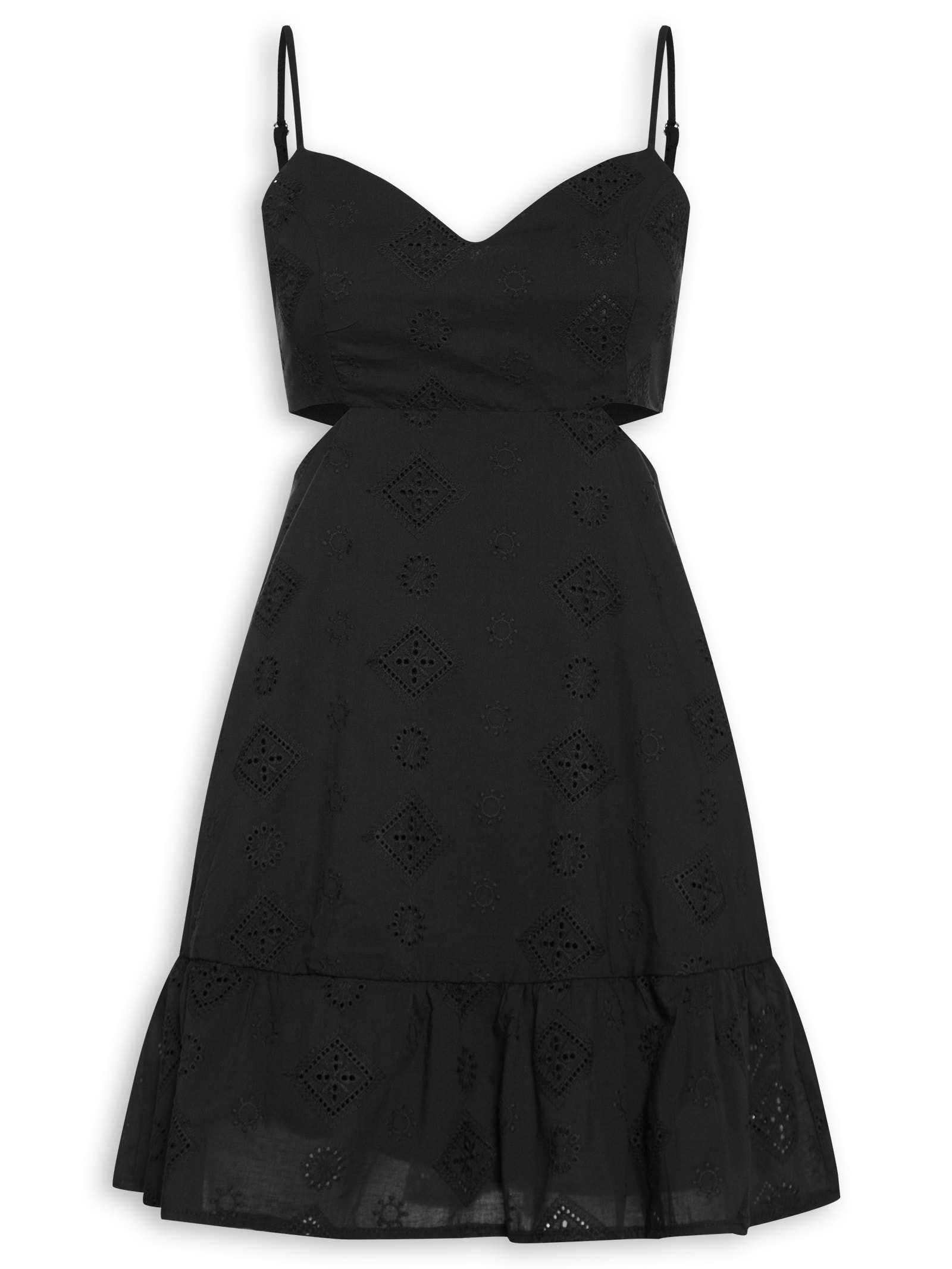 Vestido Curto Com Recortes Laterais Preto Market 33
